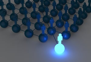 3d light growing human social network and leadership as concept